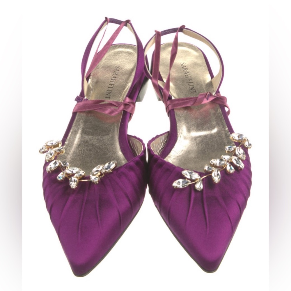 SARAH FLINT SIZE 41 Jeweled flat with sweet ribbon